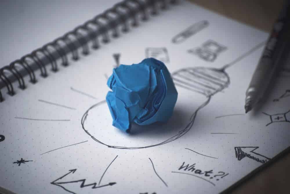 pen idea bulb paper